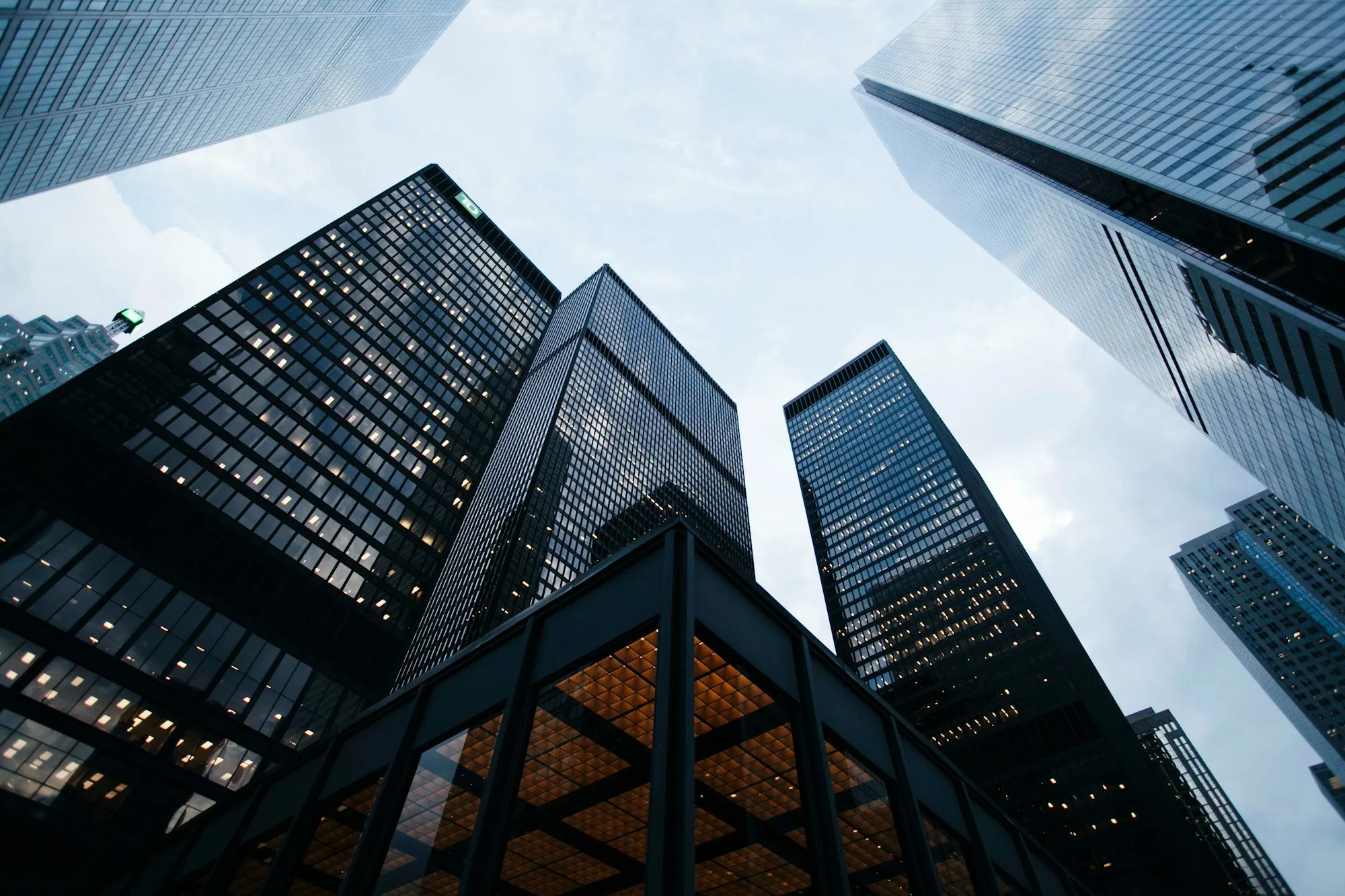 Low-angle view of high-rise buildings