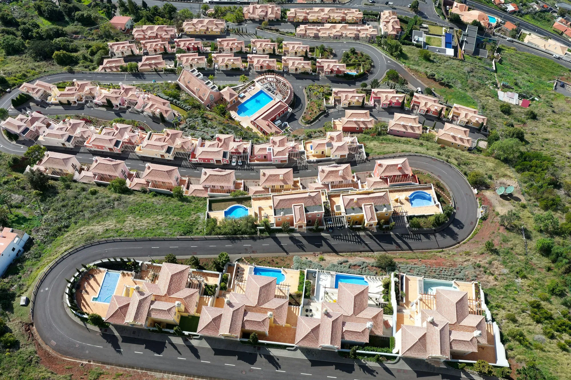 Aerial view of city buildings